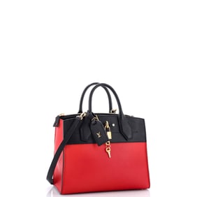 Louis Vuitton City Steamer Handbag Leather PM Red