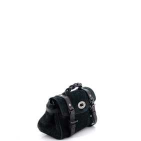 Mulberry Alexa Satchel NM Printed Suede and Leather Mini Green