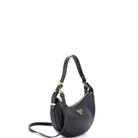 Prada Arque Half Moon Hobo Leather Small Black