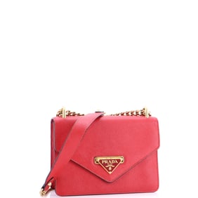 Prada Envelope Flap Chain Shoulder bag Saffiano Leather Small Red