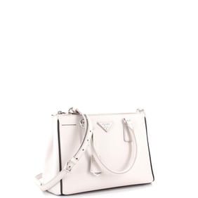 Prada Galleria Double Zip Tote Saffiano Leather Small White