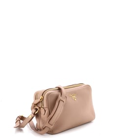 Prada Double Zip Camera Bag Vitello Daino Neutral