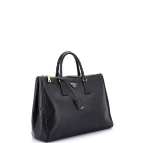 Prada Double Zip Lux Tote Saffiano Leather Large Black
