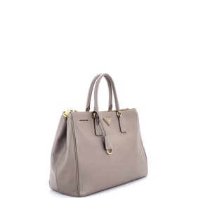 Prada Double Zip Lux Tote Saffiano Leather Large Gray