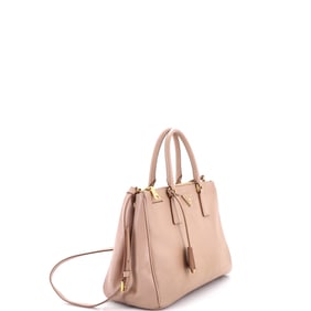 Prada Double Zip Lux Tote Saffiano Leather Medium Neutral
