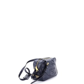Prada Logo Camera Bag Embossed Leather Small Blue