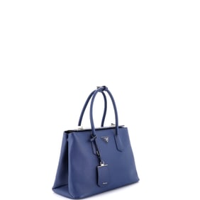 Prada Turnlock Cuir Twin Tote Saffiano Leather Small Blue