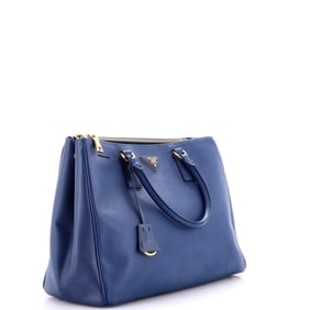 Prada Double Zip Lux Tote Saffiano Leather Large Blue