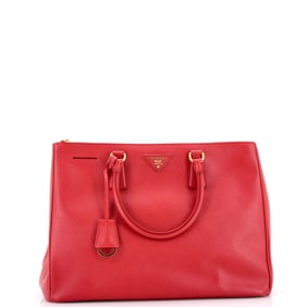 Prada Double Zip Lux Tote Saffiano Leather Large Red