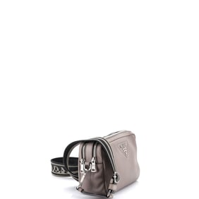 Prada Dual Strap Double Zip Camera Bag Vitello Daino Gray
