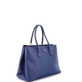 Prada Turnlock Cuir Twin Tote Saffiano Leather Medium Blue