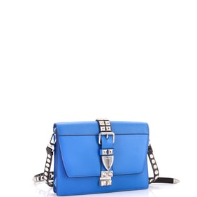 Prada Elektra Shoulder Bag Studded Leather Small Black, Blue