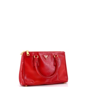 Prada Double Zip Lux Tote Vernice Saffiano Leather Mini Red
