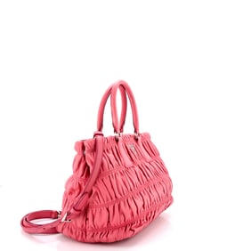 Prada Gaufre Convertible Tote Nappa Leather Small Pink