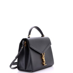 Saint Laurent Cassandra Top Handle Bag Leather Medium Black