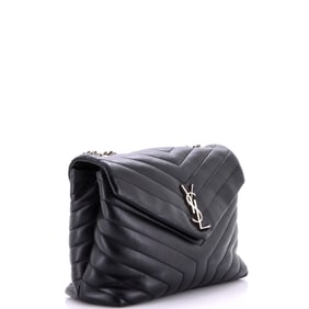Saint Laurent Loulou Shoulder Bag Matelasse Chevron Leather Medium Black
