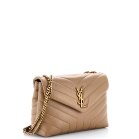 Saint Laurent Loulou Shoulder Bag Matelasse Chevron Leather Small Brown