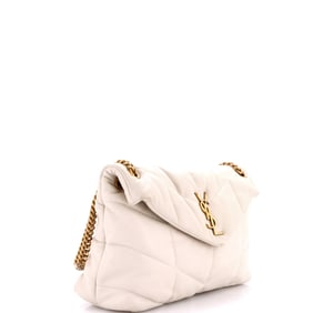 Saint Laurent Loulou Puffer Shoulder Bag Quilted Leather Medium Neutral