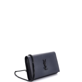 Saint Laurent Classic Monogram Wallet on Chain Leather Blue