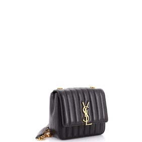 Saint Laurent Vicky Crossbody Bag Vertical Quilted Leather Medium Black