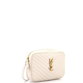 Saint Laurent Lou Camera Bag Matelasse Chevron Leather Small Neutral