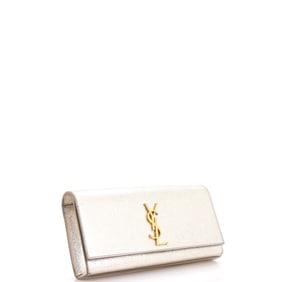 Saint Laurent Classic Monogram Clutch Metallic Calfskin Long Metallic