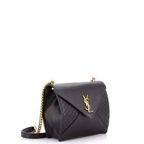 Saint Laurent Gaby Square Shoulder Bag Quilted Leather Black