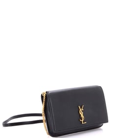 Saint Laurent Classic Monogram Phone Holder Shoulder Bag Leather Black