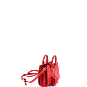 Saint Laurent Sac de Jour Bag Crocodile Embossed Leather Toy Red