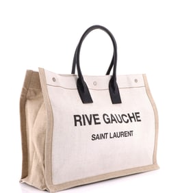 Saint Laurent Rive Gauche Shopper Tote Canvas Large Neutral