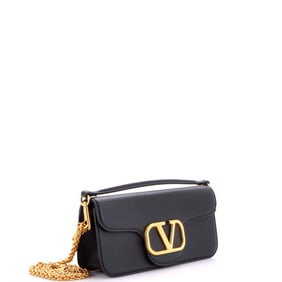 Valentino Garavani VLogo Loco Flap Shoulder Bag Leather Small Black
