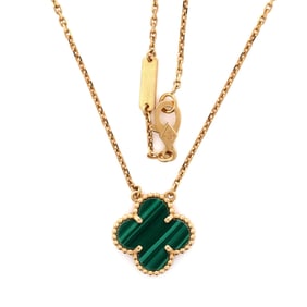 Van Cleef & Arpels Vintage Alhambra Pendant Necklace 18K Yellow Gold and Malachite Yellow Gold