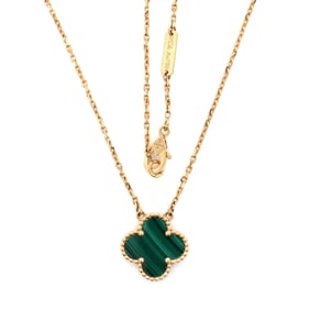 Van Cleef & Arpels Vintage Alhambra Pendant Necklace 18K Yellow Gold and Malachite Yellow Gold