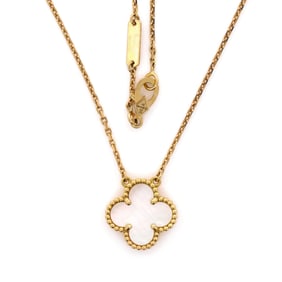 Van Cleef & Arpels Vintage Alhambra Pendant Necklace 18K Yellow Gold and Mother of Pearl Yellow Gold