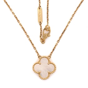 Van Cleef & Arpels Vintage Alhambra Pendant Necklace 18K Yellow Gold and Mother of Pearl Yellow Gold