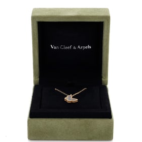 Van Cleef & Arpels Sweet Alhambra Butterfly Pendant Necklace 18K Yellow Gold and Mother of Pearl