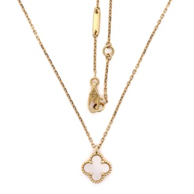 Van Cleef & Arpels Sweet Alhambra Pendant Necklace 18K Yellow Gold and Mother of Pearl Yellow Gold