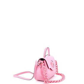 Versace La Medusa Top Handle Bag Leather Small Pink
