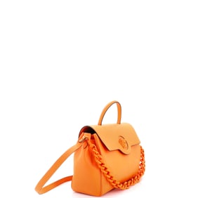 Versace La Medusa Top Handle Bag Leather Large Orange