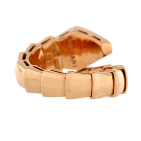 Bvlgari Serpenti Viper One-Coil Ring 18K Rose Gold with Diamonds Wide