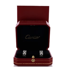 Cartier Maillon Panthere 3 Row Hoop Earrings 18K White Gold with Pave Diamonds