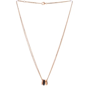 Cartier Love 3 Ring Pendant Necklace 18K Rose Gold and Ceramic with Diamonds