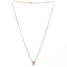 Cartier Love 3 Ring Pendant Necklace 18K Rose Gold and 18K White Gold with 6 Diamonds