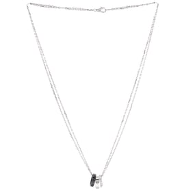 Cartier Love 3 Ring Pendant Necklace 18K White Gold and Ceramic with Diamonds