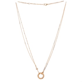 Cartier 2 Diamonds Love Pendant Necklace 18K Yellow Gold and Diamonds