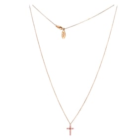 Cartier Cross Pendant Necklace 18K Rose Gold with Pink Sapphires