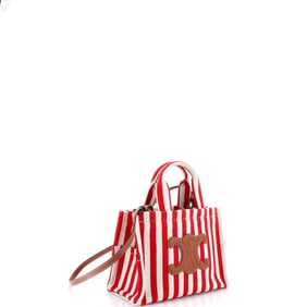 Celine Cabas Thais Tote Triomphe Striped Canvas Small