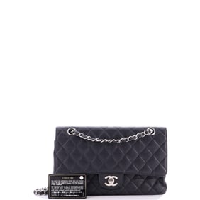 Chanel Vintage Classic Double Flap Bag Quilted Caviar Medium