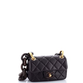 Chanel Wenge Wood Flap Bag Quilted Lambskin Mini