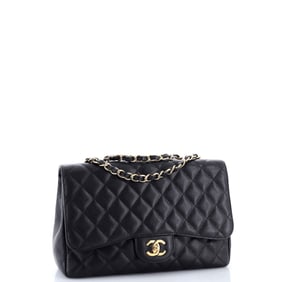 Chanel Classic Single Flap Bag Quilted Caviar Jumbo